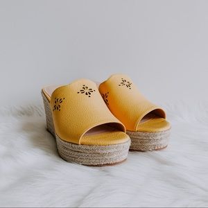 Kate Spade yellow espadrille wedges